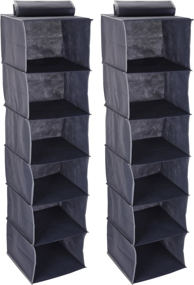 Storage Solutions Kast organizer - 2x stuks - 6 vaks - antraciet - 30 x 30 x 120 cm - ruimtebesparend