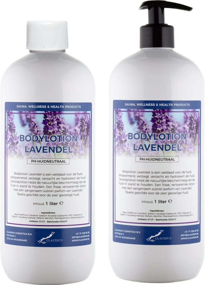 Bodylotion Lavendel 1 Liter - met gratis pomp - set van 2 stuks