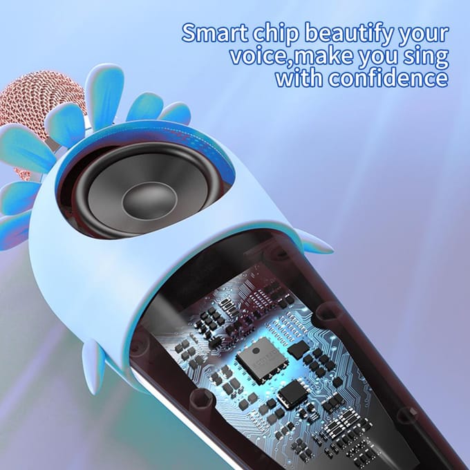 Microphone karaoké Portable, avec haut-parleur, réduction du bruit, LED, 7 lumières colorées, écho orange