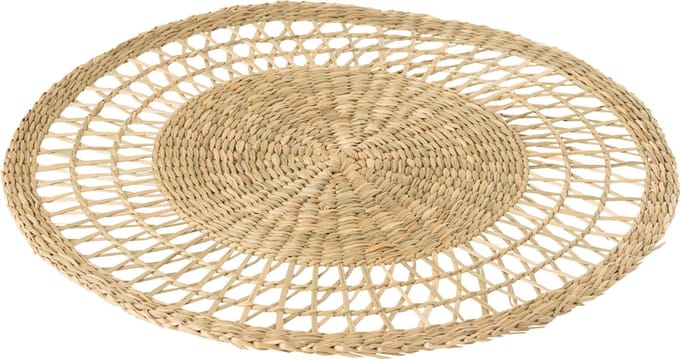 J-Line onderlegger Rond - zeegras - naturel - 6 stuks