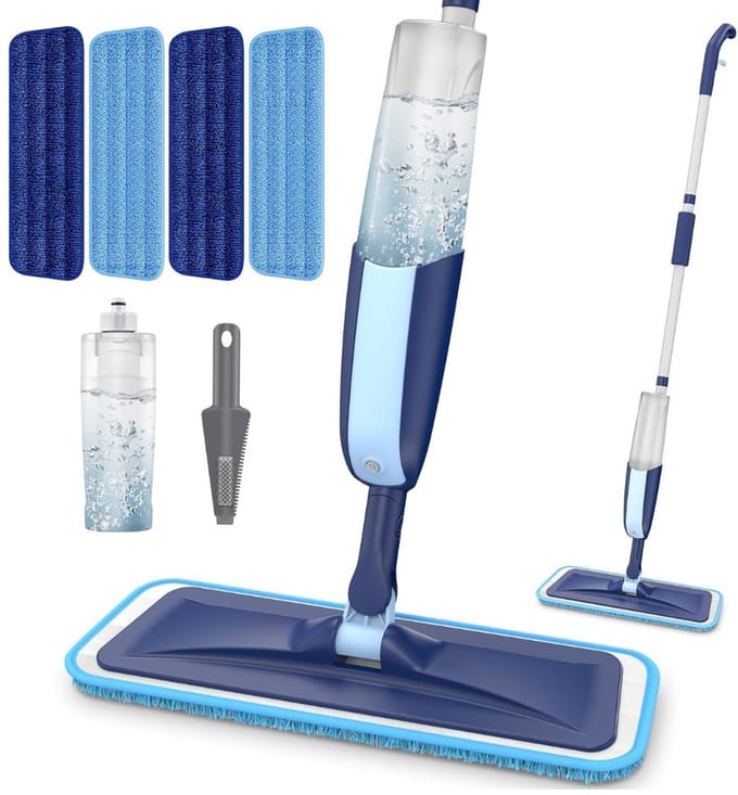 SAVI® Dweil Met Spray - Dweil - Mop - Blauw - ‎39cm x 13cm x 120cm