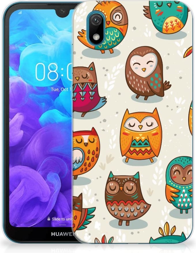Huawei Y5 (2019) TPU Hoesje Vrolijke Uilen