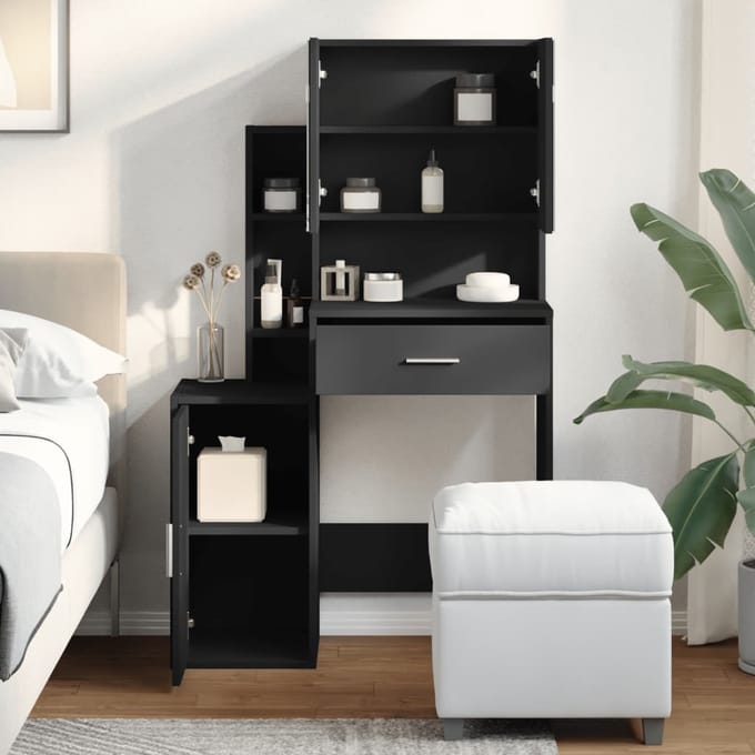 vidaXL - Kaptafel - met - kastje - 80x35x132 - cm - zwart