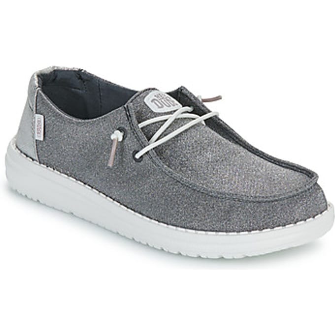 HEYDUDE - Wendy Metallic Sparkle Dames Instappers Charcoal - Maat 37