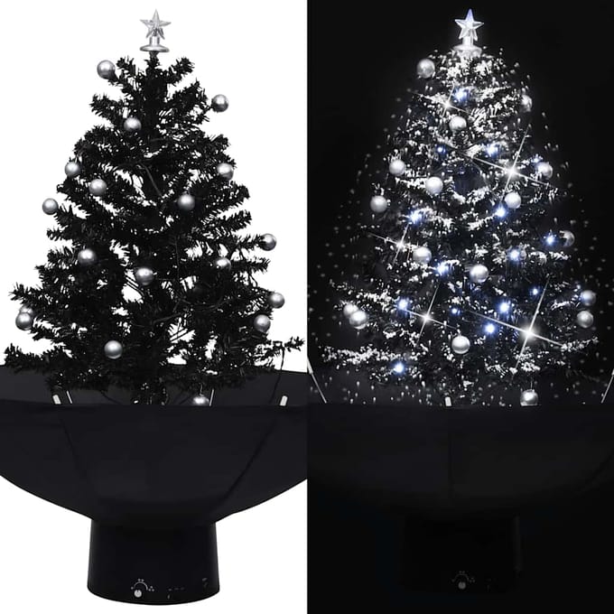 vidaXL - Kerstboom - sneeuwend - met - paraplubasis - 75 - cm - PVC - zwart