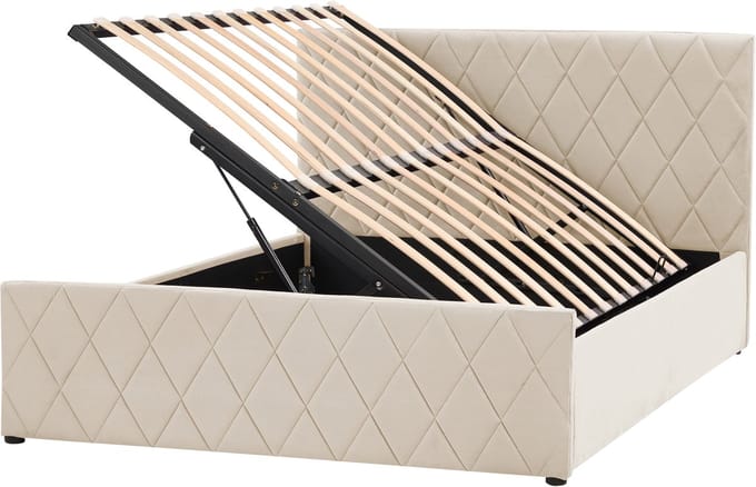 ROCHEFORT - Tweepersoonsbed - Beige - 140 x 200 cm - Fluweel