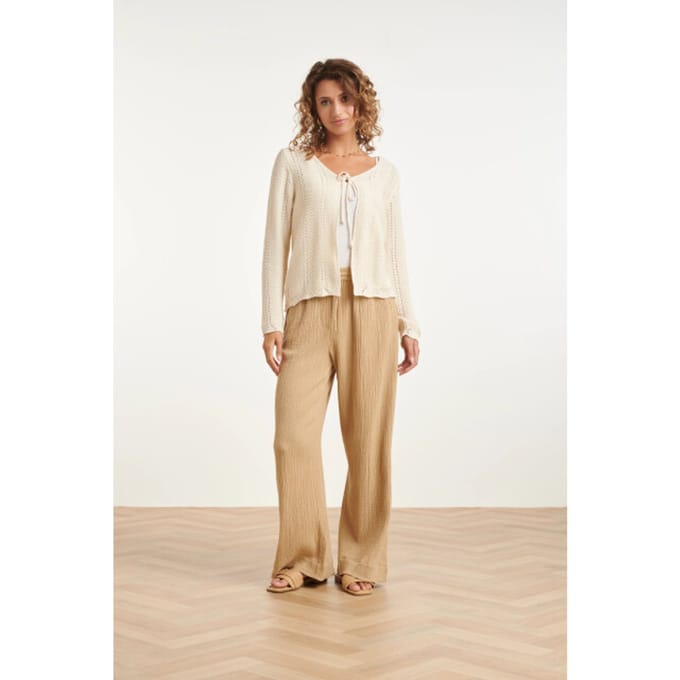 Smashed Lemon Gebreid cardigan met ajourpatroon en strikje |