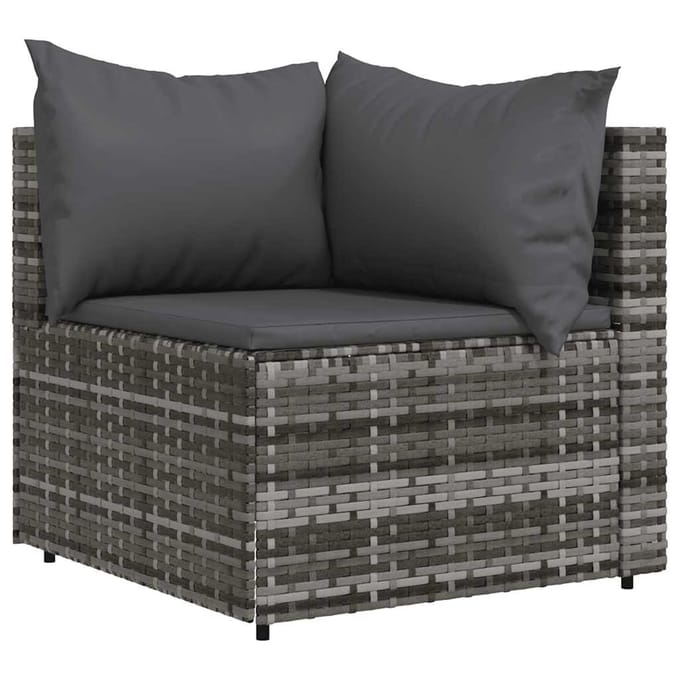 vidaXL - Tuinhoekbanken - met - kussens - 2 - st - poly - rattan - grijs