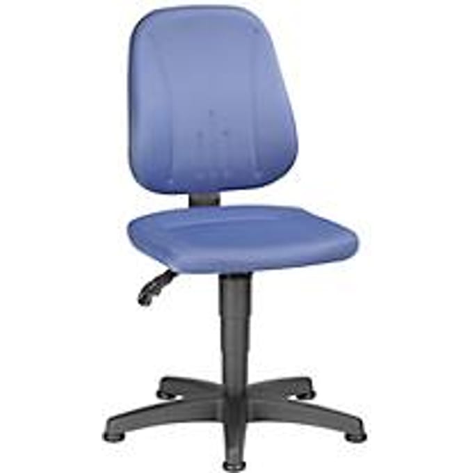 Werkstoel Unitec, stoffen bekleding, glijders, visa middenblauw
