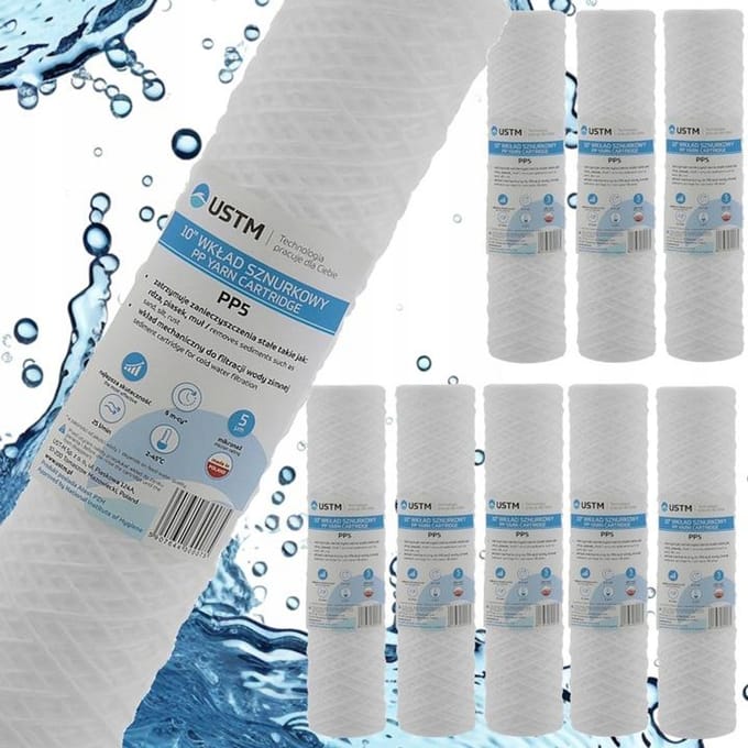 9x 10" Touwfilter Inzetstuk 5 Micron Waterfilter PP5M