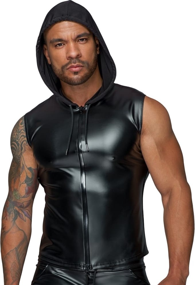 Wetlook Ruige Mouwloze Hoodie