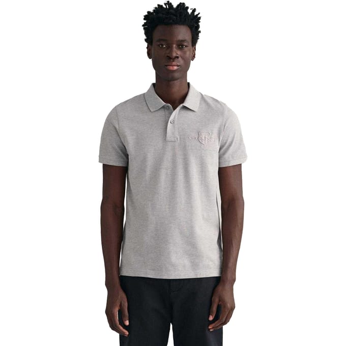 Gant Heren Shield Poloshirt met Korte Mouwen (Grijs)
