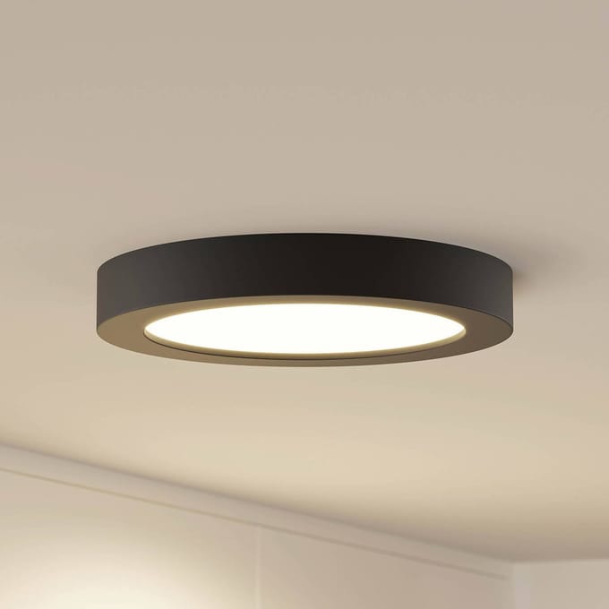 Prios LED plafondlamp Edwina, zwart, 25 cm, CCT, IP44