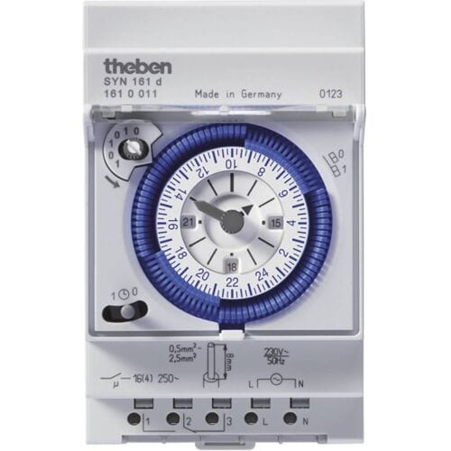 Theben 1610011 SYN 161d Analoge schakelklok met synchroonmotor en dagprogramma, schakelklok
