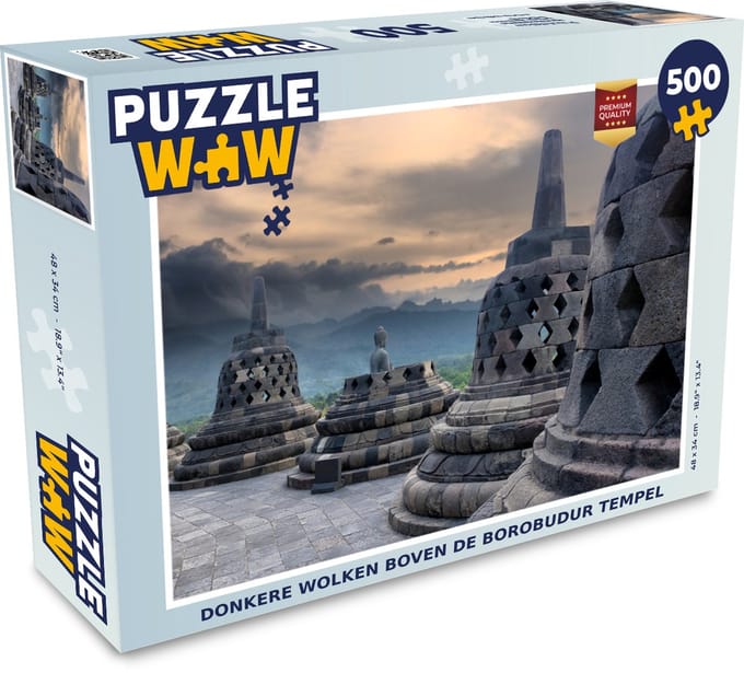Puzzel Donkere wolken boven de Borobudur tempel - Legpuzzel - Puzzel 500 stukjes