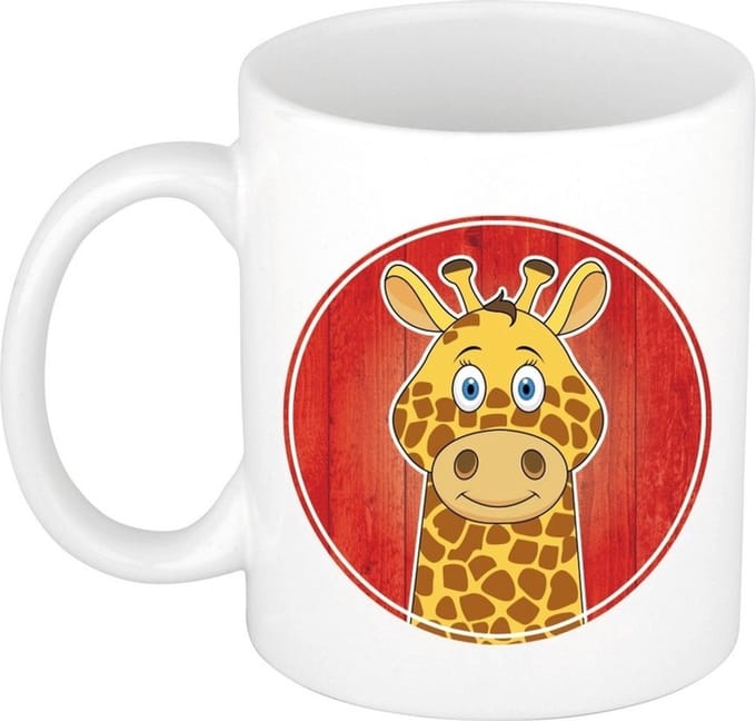 Giraffe mok - wit - keramiek - 300 ml - kinder beker giraffe
