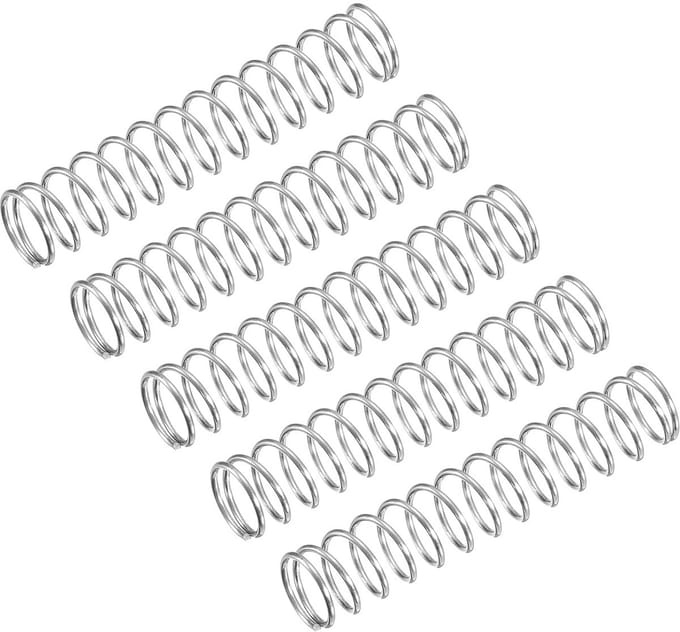 5x Drukveren RVS 304 - Lichte Compressieveer - 9mm Buitendiameter, 45mm Lengte
