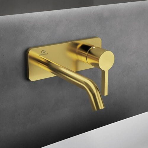 Ideal Standard wall-mounted basin mixer with square rosette, spout 18 cm A7380A2