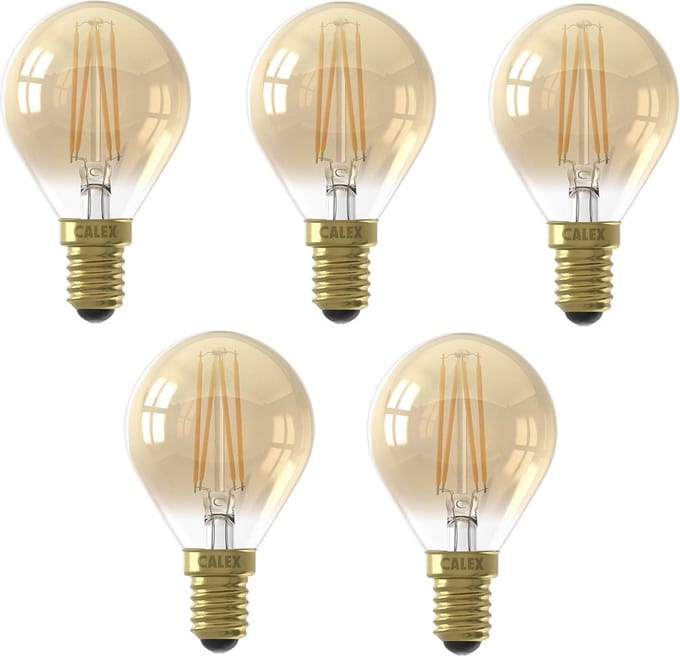 5 stuks - Calex - LED - kogellamp - E14 - 3.5W - 250lm 2100K - Goud - dimbaar P45