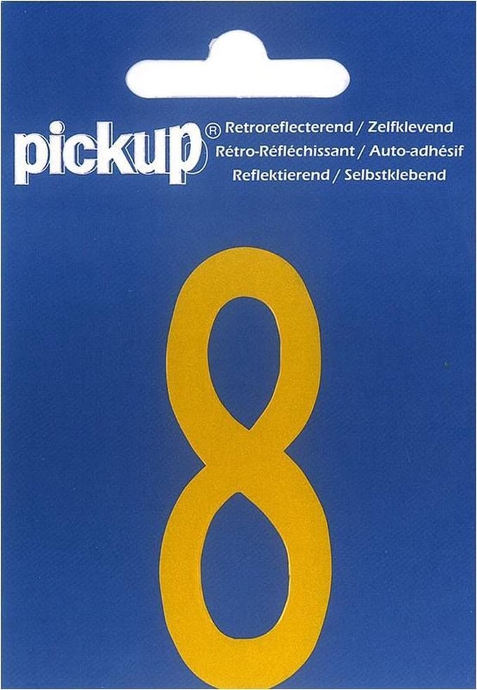 Pickup plakcijfer reflecterend geel - 70 mm 8