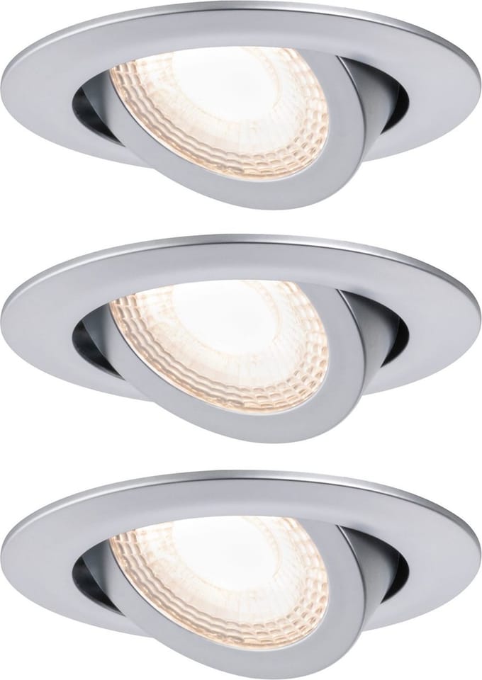 Paulmann LED-inbouwspot - set van 3 -chroom mat -zwenkbaar - 3-traps dimbaar - 3000K