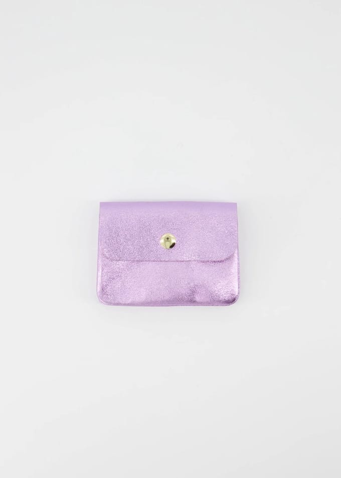 portemonneetje -lila -metallic-klein -4 pasjes en geld