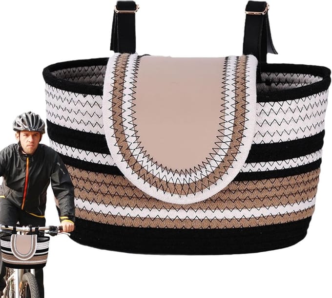 Bicycle Basket, Front Bicycle Basket, Fabric Bicycle Basket, Storage Box for Handlebar - Bicycle Basket Made of Fabric, Bicycle Basket Storage Basket, Bicycle Handlebar Basket, Rope Storage Basket for
