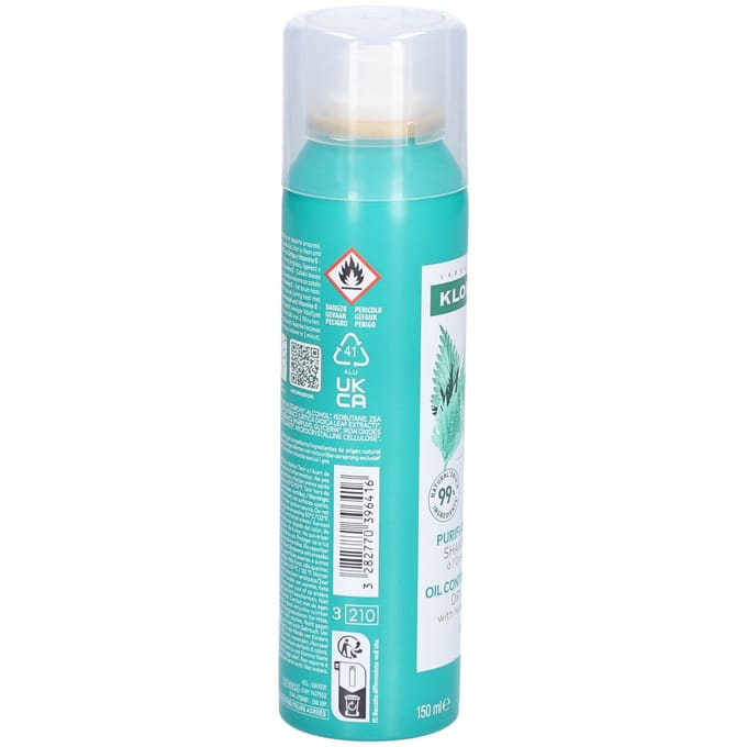 Klorane Brandnetel Getinite talgreducerende zuiverende Droogshampoo | Vet bruin haar 150 Spray