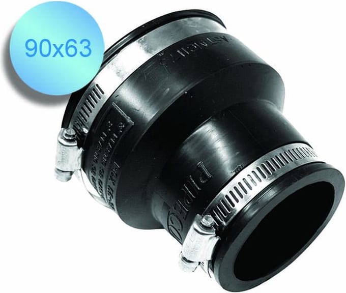 Aquaking Pipeconx Rubberen Verloop 90 x 63 mm - Rubber - PVC - Koppeling