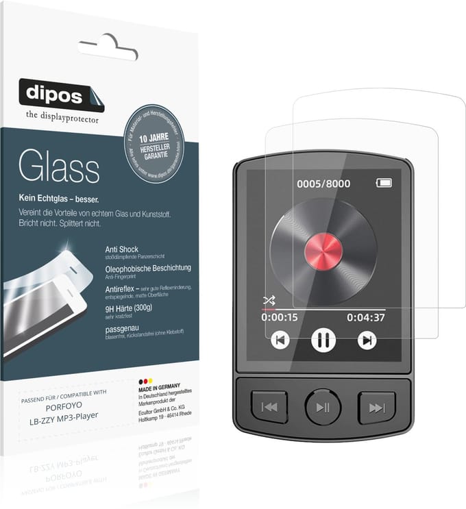 dipos – 2x Matte Pantserfolie geschikt voor PORFOYO LB-ZZY MP3-Player | 9H Screenprotector