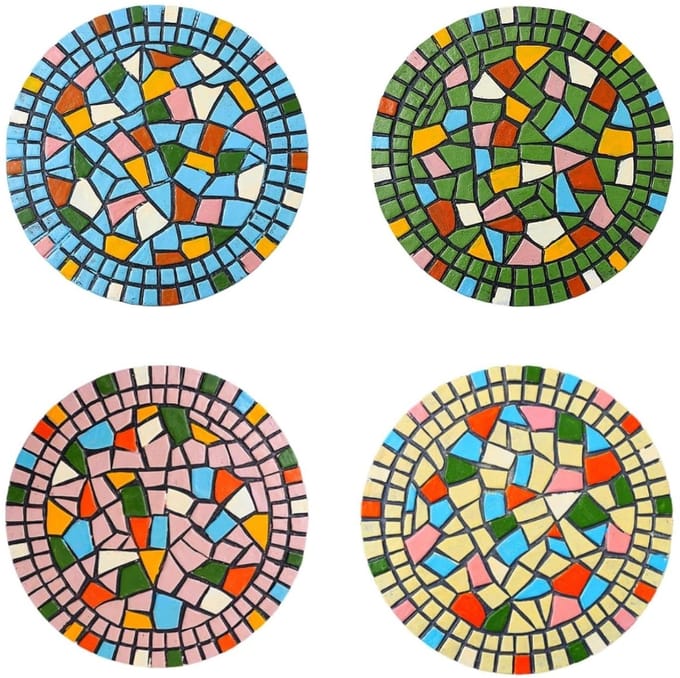 Decoratieve Tuinstapstenen - Mozaïek Steen - Pad Aanleggen - Weerbestendig Hars - 30 cm Diameter - Multicolor