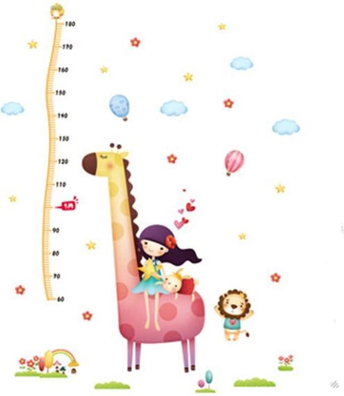 DW4Trading Groeimeter Grote Giraffe - Muursticker - Wanddecoratie