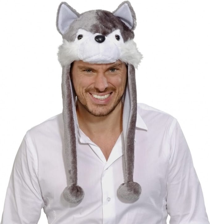 Widmann Wolf muts voor volwassenen - Polyester verkleedaccessoire - 59 cm