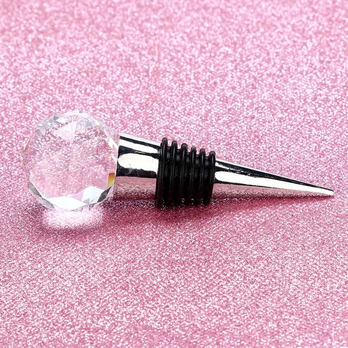 Bouchon de Champagne en Acier Inoxydable Cristal Diamant Bouchon de Bouteille de Vin Pétillant white