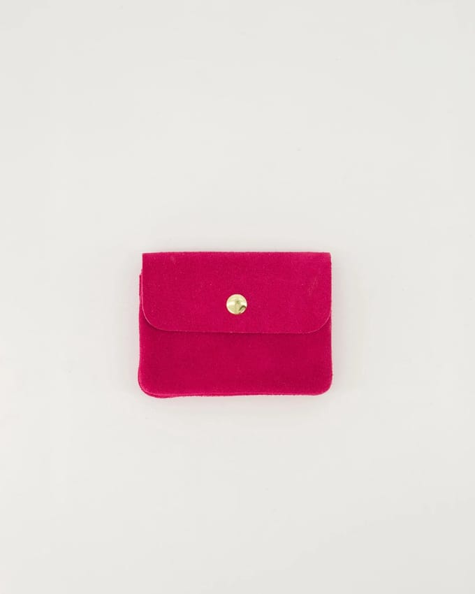 portemonneetje- leer /suède -fuchsia- geld en pasje