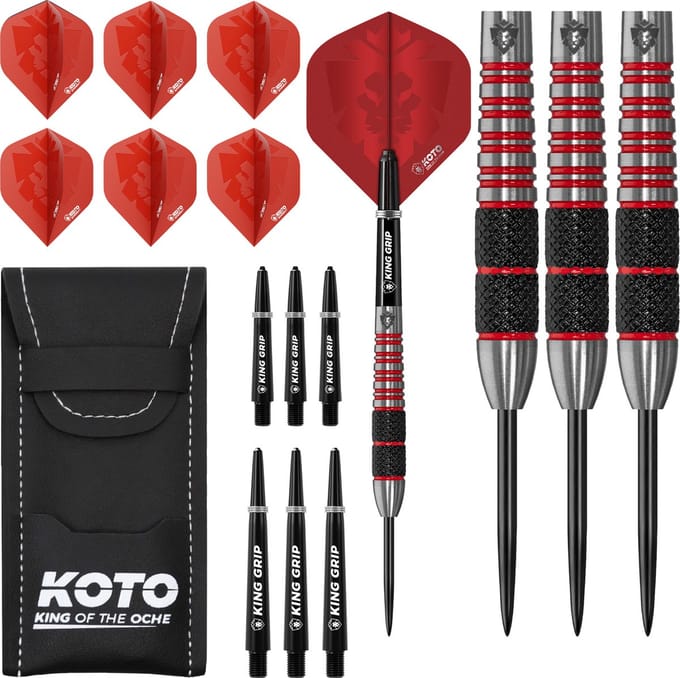 KOTO - Kingbomb Black & Red Darts 28G - Rood - Stevige Ringgrip