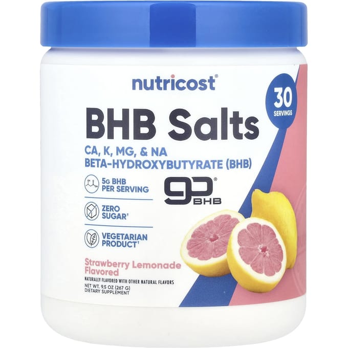 Nutricost, BHB Zout, goBHB®, Aardbei Citroenade, 269 g (267 g)