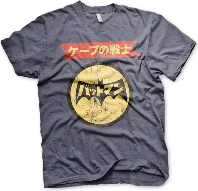 DC Comics Batman Heren Tshirt -S- Japanese Retro Logo Blauw