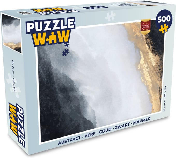 Puzzel Abstract - Verf - Goud - Zwart - Marmer print - Legpuzzel - Puzzel 500 stukjes