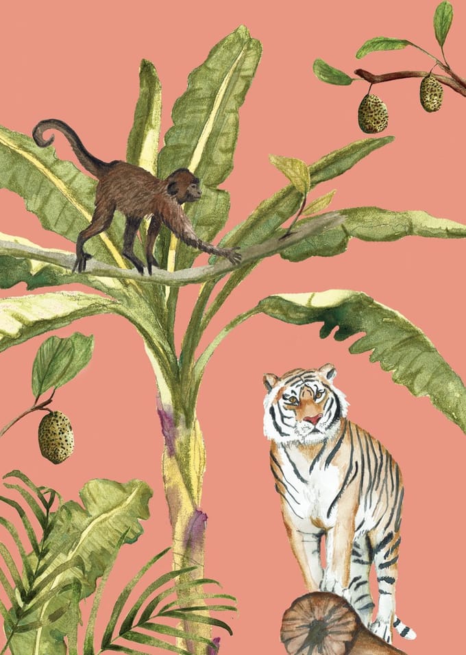 &INK Poster A4 - Jungle oranje - 25,5 x 36,4 cm
