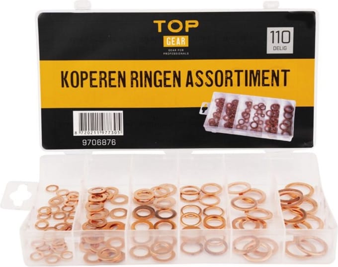 Koperen ringen assortimentsdoos 110-delig - TOPGEAR