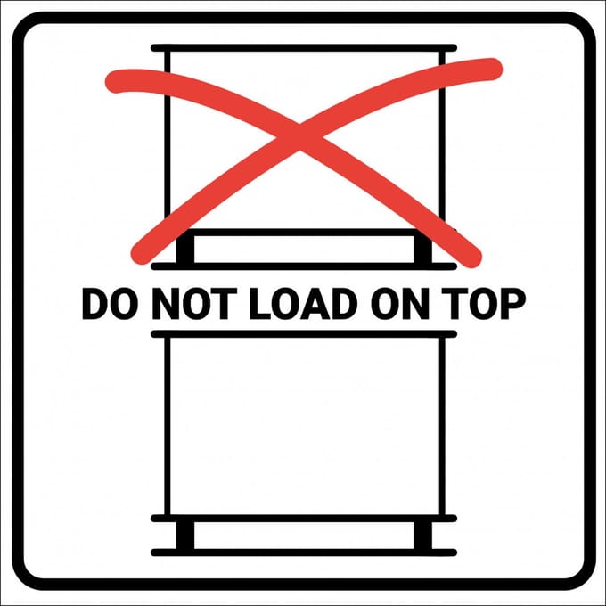 Do not load on top sticker 150 x 150 mm