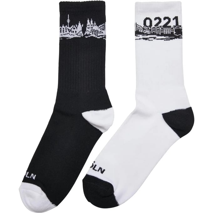 Mister Tee - Major City 0221 Köln 2-Pack Sokken - 35/38 - Zwart/Wit