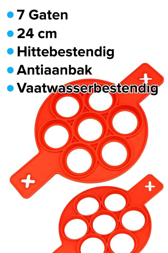 K&R Ventures Siliconen pannenkoekjesvorm - 7 vakken - 24 cm