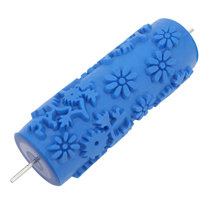 Patroon Verfroller 5 Inch Bloem Design Rubber Decoratieve Textuurroller voor Muur Plafond Deur blue