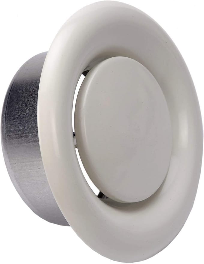 Verstelbaar Rond Metalen Luchtrooster Plafond Ø 125mm Wit