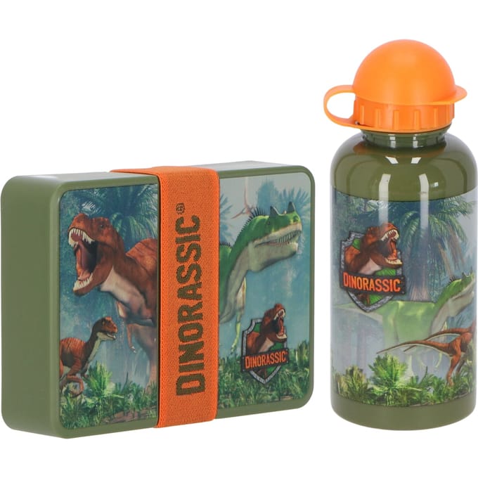 Dinorassic Lunchset - Lunchbox - Drinkfles - Groen - Lunchbox Kinderen