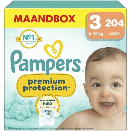 Pampers Premium Protection Luiers Maat 3 – Maandbox 204 Luiers