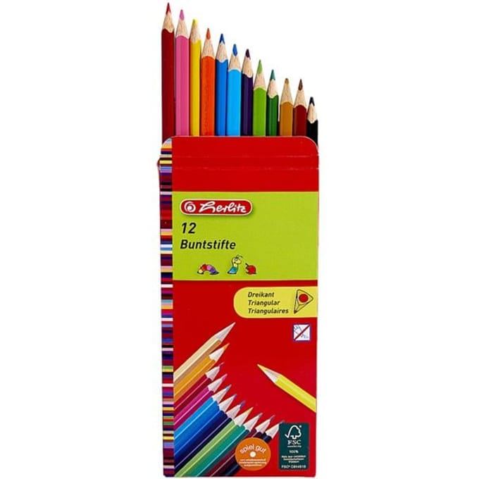 herlitz - Driekantige kleurpotloden - Set van 12 in kartonnen etui