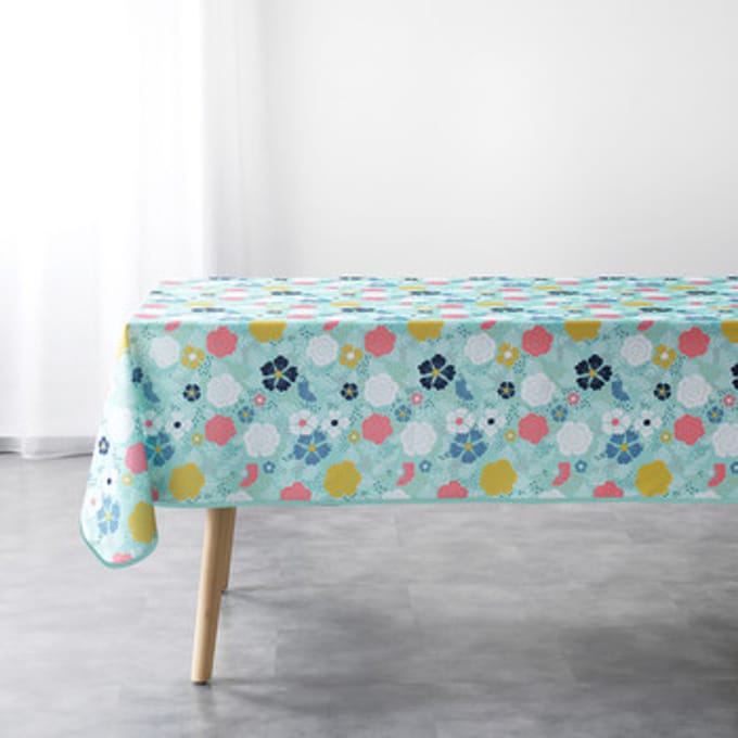 Tafelkleed Douceur d intérieur NAPPE RECTANGLE 150 x 240 CM POLYESTER IMPRIME LILY MENTHE